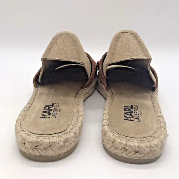 Karl Lagerfeld Euler Slides Women's size 8 Brown Suede Flat Espadrille Sandals - Picture 4 of 11